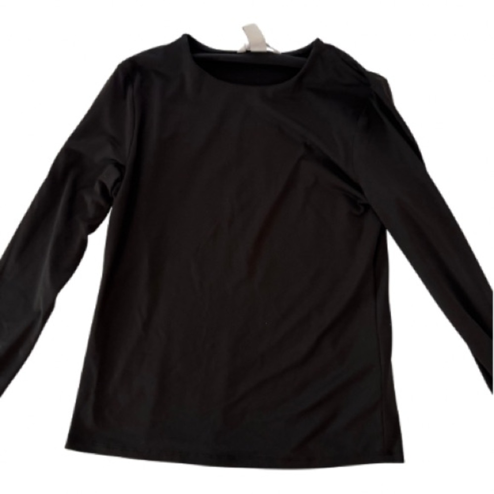 H&M Black Long Sleeve Stretch Top Medium Minimalist - Size M